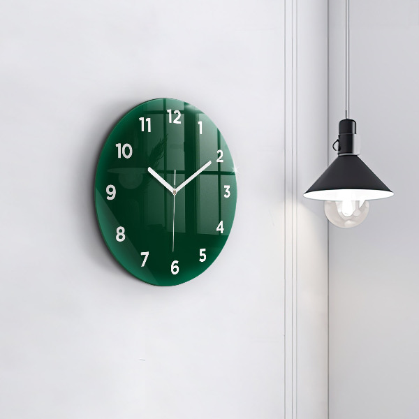 Round glass clock Color bottle green