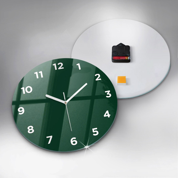 Round glass clock Color bottle green