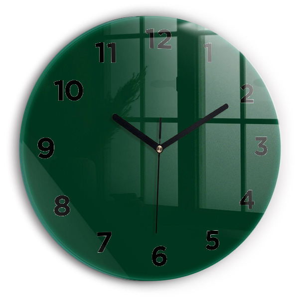 Round glass clock Color bottle green