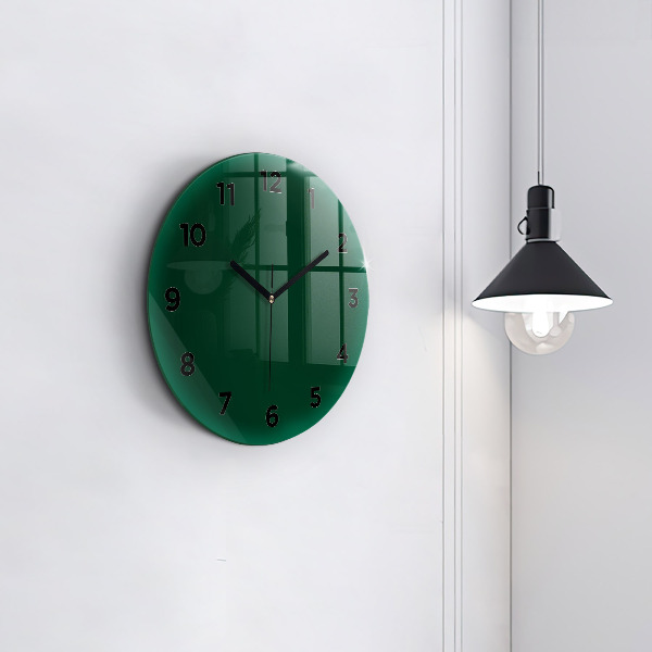 Round glass clock Color bottle green
