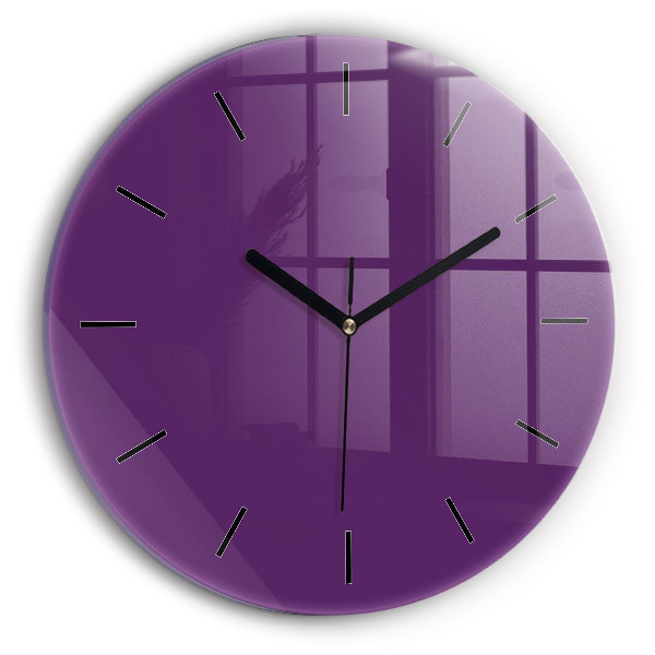 Round glass clock Violet
