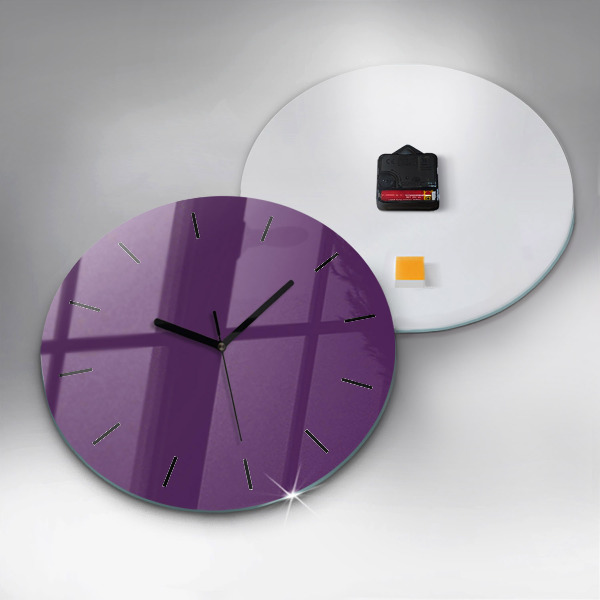 Round glass clock Violet