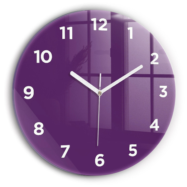 Round glass clock Violet