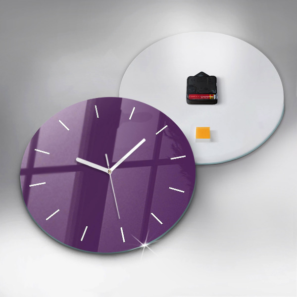 Round glass clock Violet