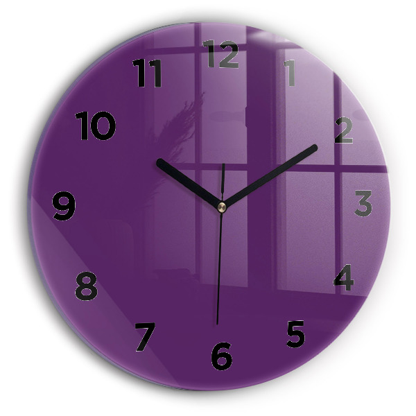Round glass clock Violet