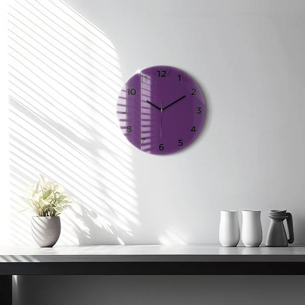 Round glass clock Violet