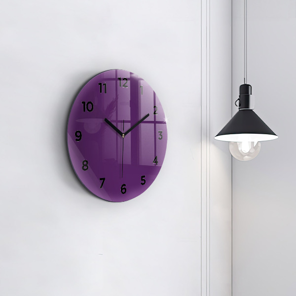 Round glass clock Violet