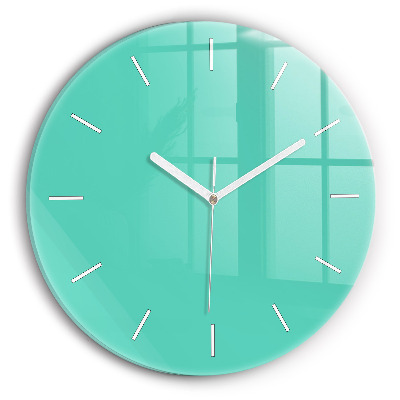 Round glass clock Turquoise
