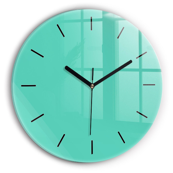 Round glass clock Turquoise