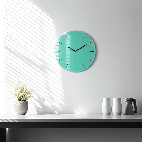 Round glass clock Turquoise