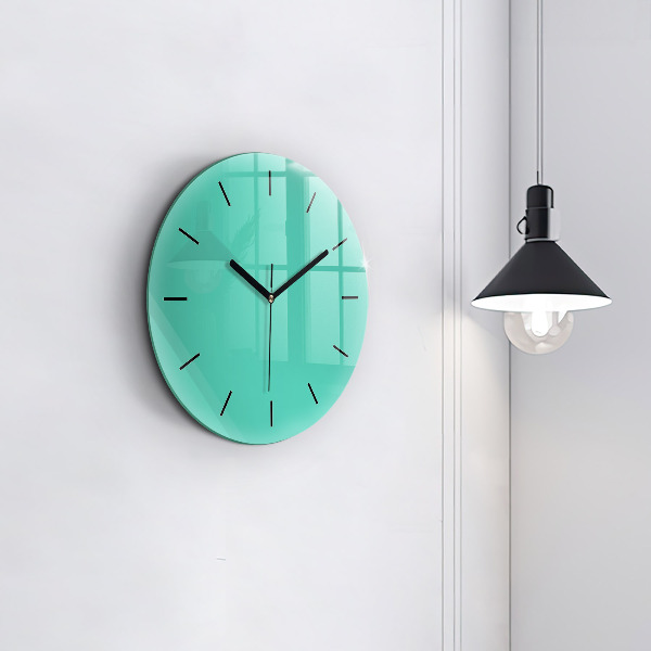 Round glass clock Turquoise