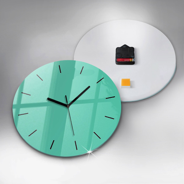 Round glass clock Turquoise