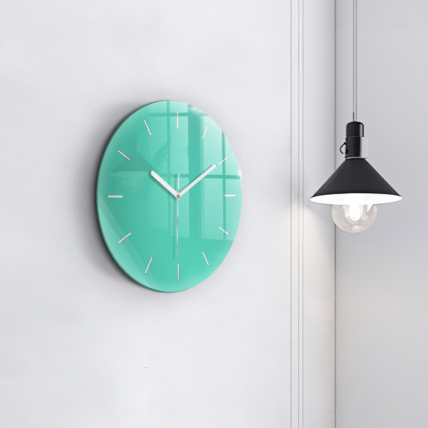 Round glass clock Turquoise