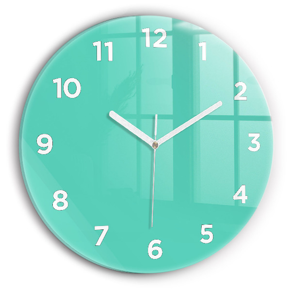 Round glass clock Turquoise
