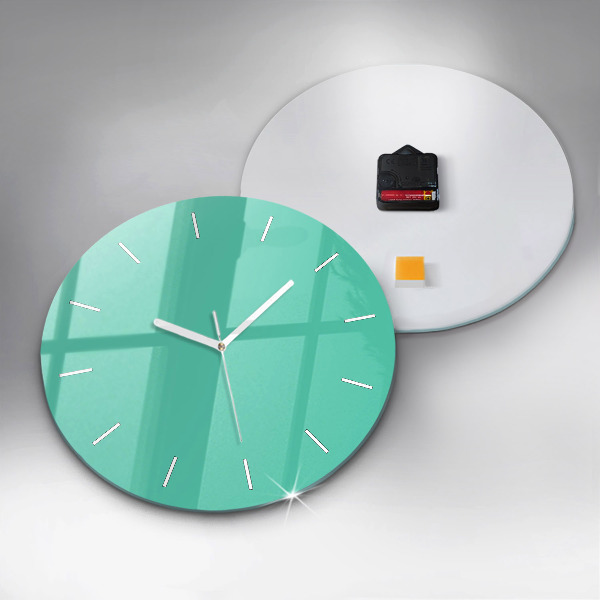 Round glass clock Turquoise