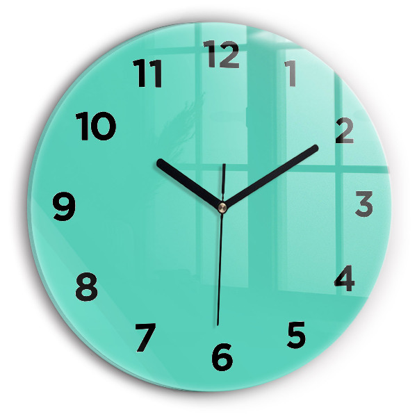 Round glass clock Turquoise