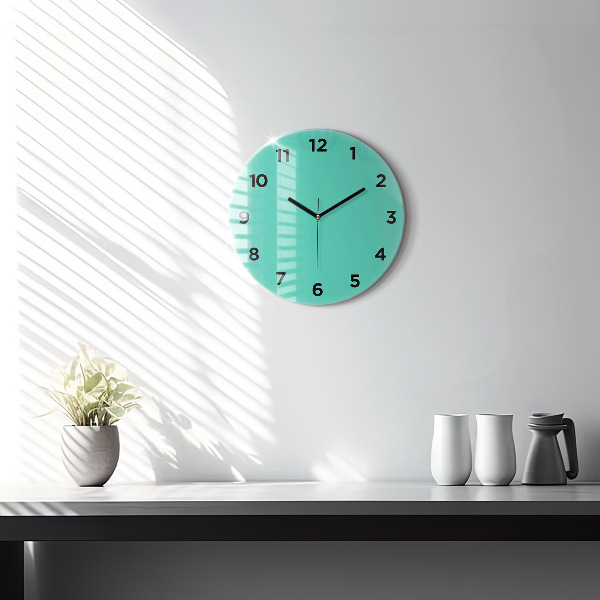 Round glass clock Turquoise