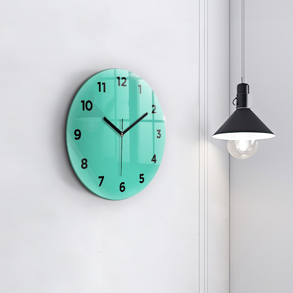 Round glass clock Turquoise