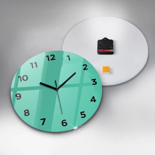 Round glass clock Turquoise