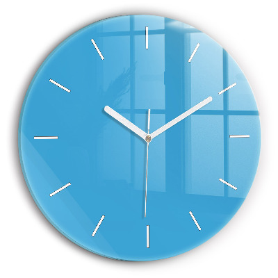Round glass clock Blue