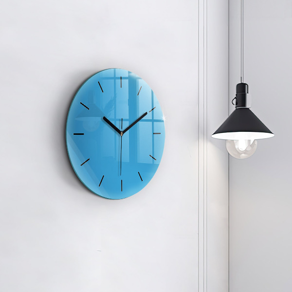 Round glass clock Blue