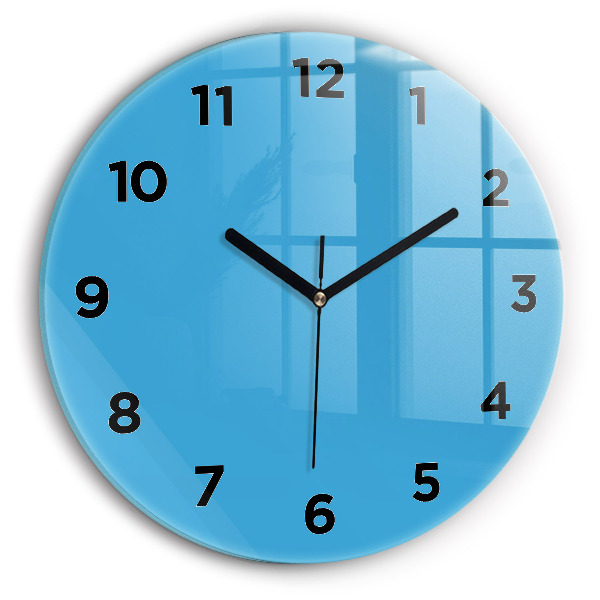 Round glass clock Blue