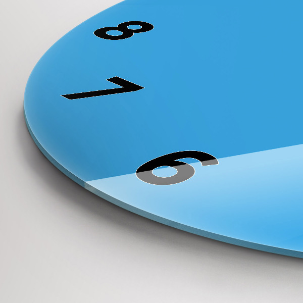 Round glass clock Blue