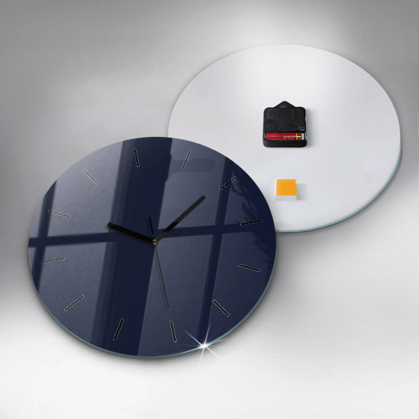 Round glass clock Dark Navy