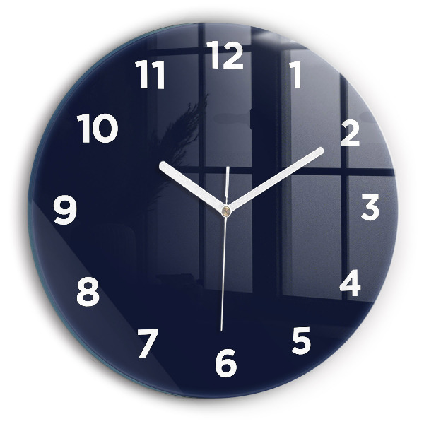 Round glass clock Dark Navy