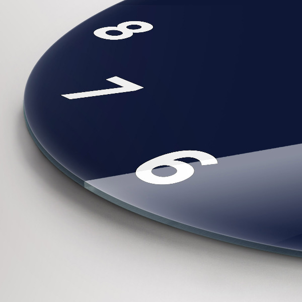 Round glass clock Dark Navy