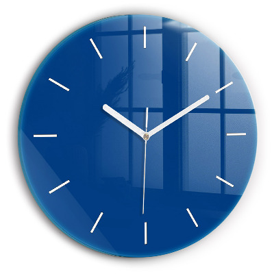 Round glass clock Blue
