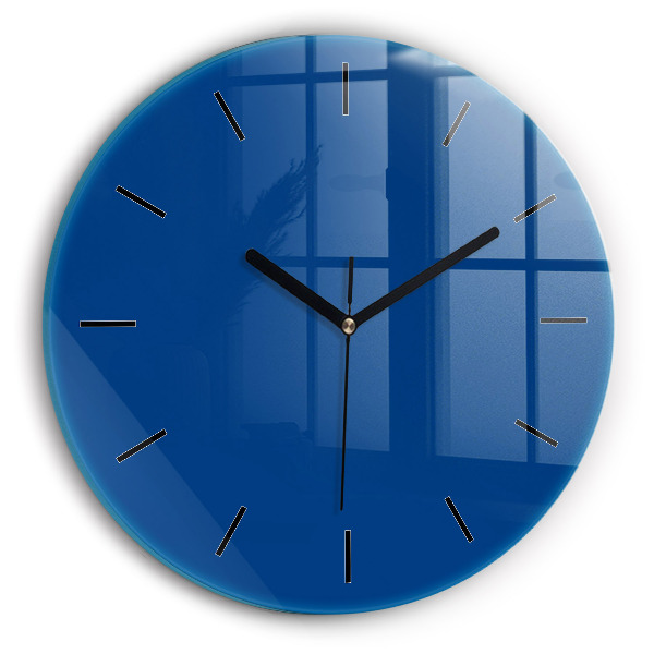 Round glass clock Blue