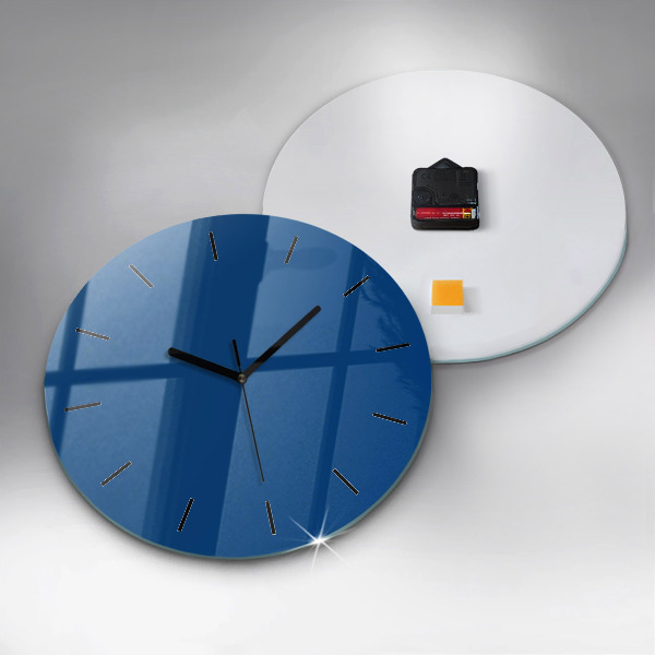 Round glass clock Blue