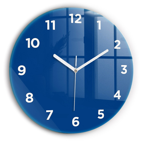 Round glass clock Blue