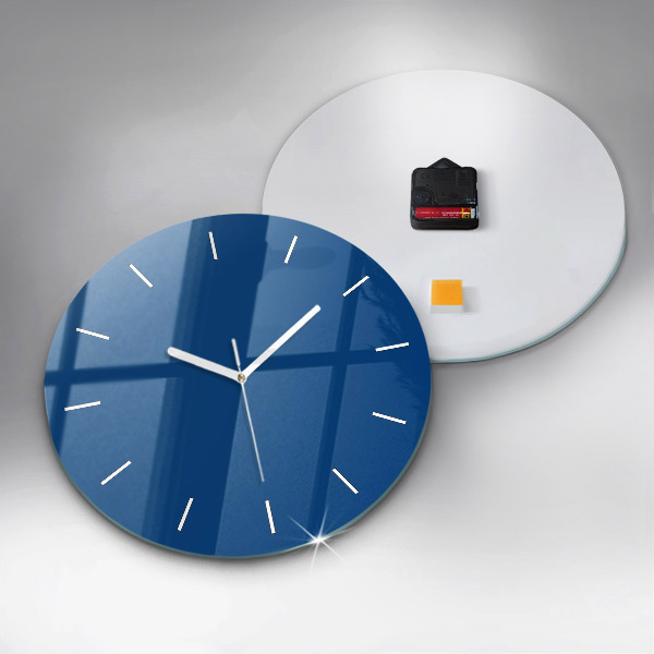 Round glass clock Blue
