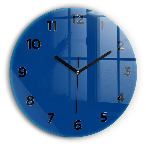Round glass clock Blue