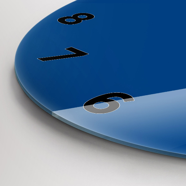 Round glass clock Blue