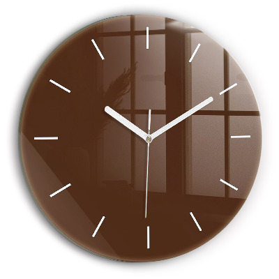 Round glass clock Brown