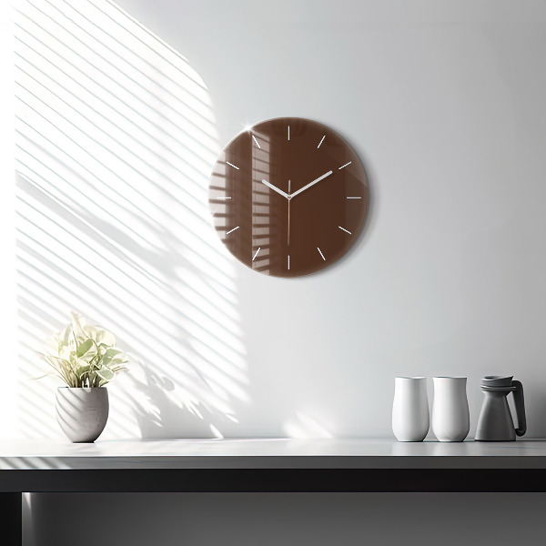 Round glass clock Brown