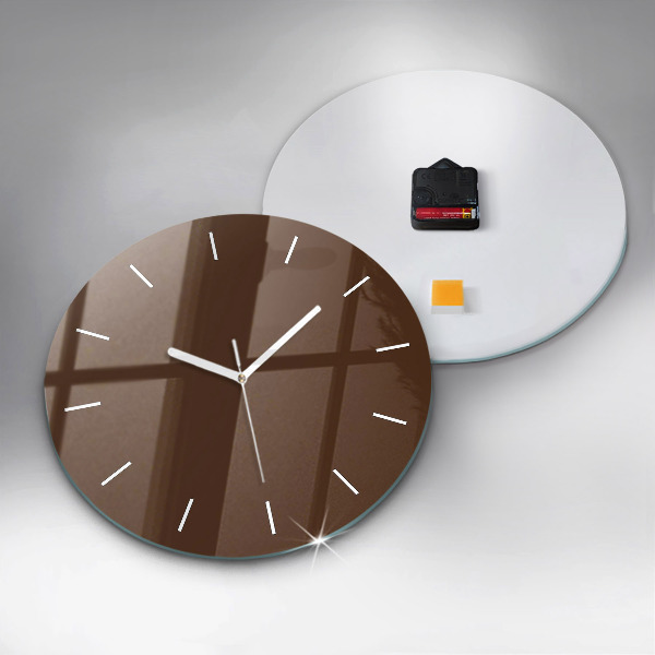 Round glass clock Brown