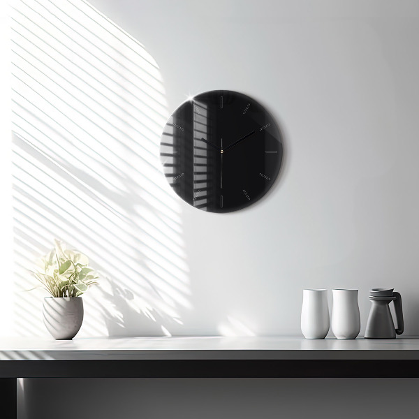 Round glass clock Black