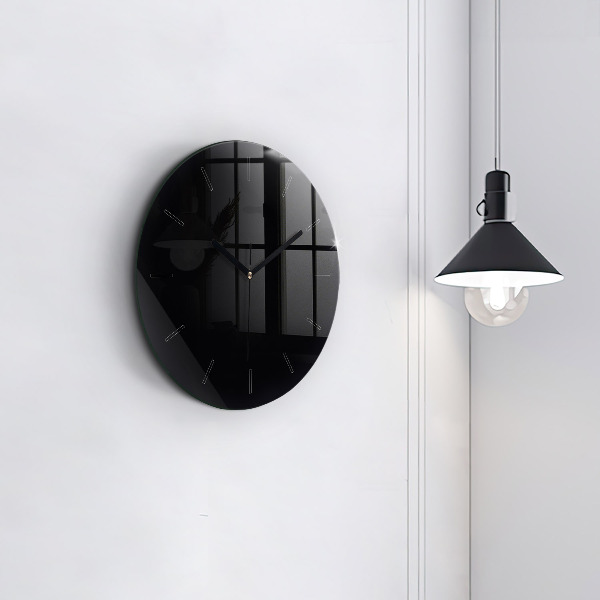 Round glass clock Black
