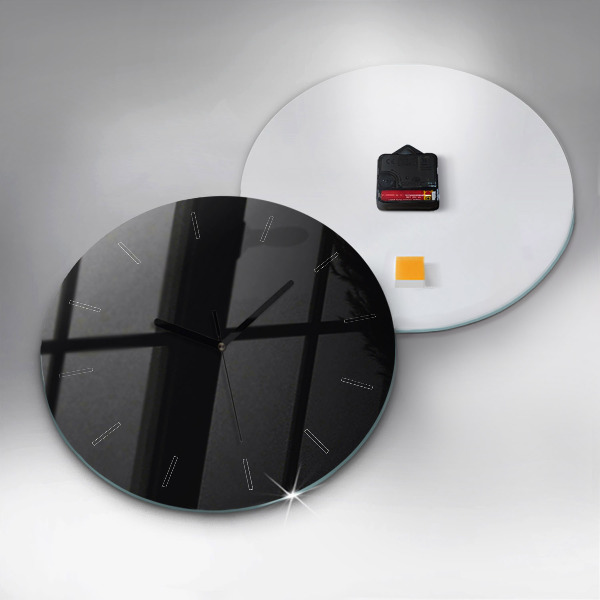 Round glass clock Black