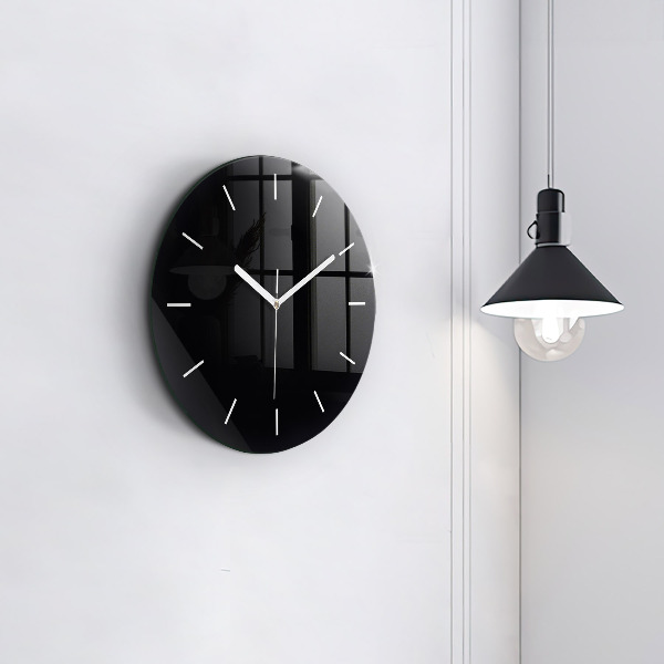 Round glass clock Black