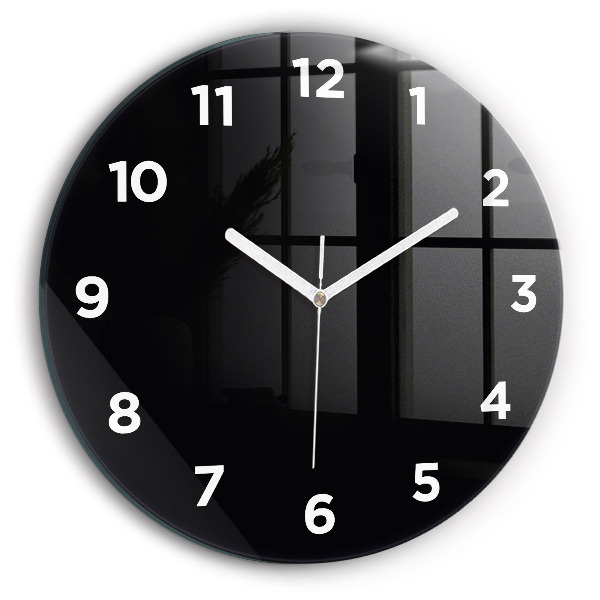 Round glass clock Black