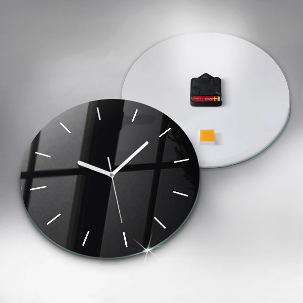 Round glass clock Black