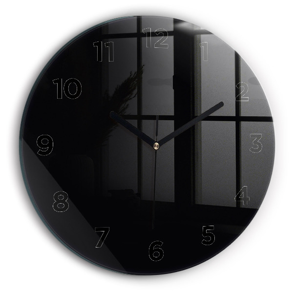 Round glass clock Black