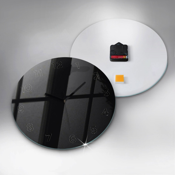 Round glass clock Black