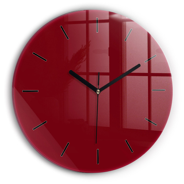Round glass clock Burgundy