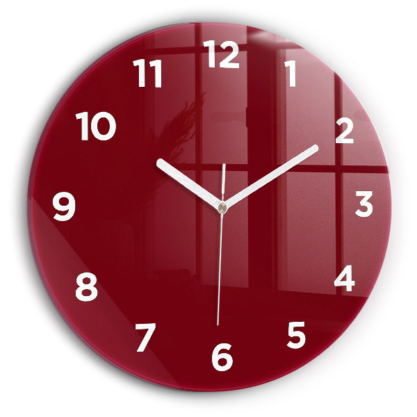 Round glass clock Burgundy